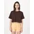 Womens short oversized t-shirt in brown color