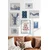 WallXpert set od 8 manjih uramljenih slika Çgs-061, plavi morski motivi – jastog, morska zvezda, jedrenjak i surfer, beli ram