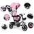 ECOTOYS Tricikl 2u1 sa rotirajućim sedištem i sklopivom tendom, Roze