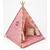 Kinder home Dečiji pamučni šator little stars, roze sa zvezdama, 100% pamuk, sa mekom podlogom za punjenje, jastukom i led svetlima ( JW-