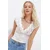 Trend Alacati Stili Ženska bluza kratkih rukava ALC-X11823, V izrez, Bela