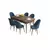 Hanah Home Set Trpezarijski sto i 6 stolica Roz, Plavo-braon