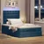 Vidaxl Otomanska postelja z vzmetnico & LEDs modra 120x190 cm blago