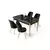 HANAH HOME Rasklopivi trpezarijski sto i stolice (5 delova) Nira Black Marble Gold Black