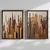 WallXpert set uramljenih MDF slika NAL205-46, siluete nebodera od drveta u nijansama braon, 2 x 35,5 x 47 cm