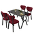 Hanah Home Trpezarijski sto i stolice Elma , Bordo-crni