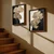 WallXpert set uramljenih MDF slika NAL189-46, zlatni listovi ginka na crno-beloj pozadini, 2 x 35,5 x 47 cm