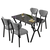 HANAH HOME Set Trpezarijski sto i 4 stolice Elma Grey Black