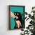 WallXpert uramljena MDF slika NAL210-46, uplašena crna mačka u ruci na tirkiznoj pozadini, 35,5 x 47 cm
