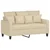 3-dijelni set sofa s jastucima krem od tkanine