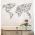 WallXpert metalni zidni ukras 5212, geometrijska linijska mapa sveta, 100 x 53 cm, crni