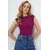 Trend Alacati Stili Ženska bluza bez rukava Alc-X13495, Okrugli izrez, Ljubičasta