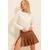 Trend Alacati Stili Ženska bluza dugih rukava ALC-X11272, Okrugli izrez, Bela