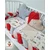 Bubamara037 Set za krevetac sa ogradicom od pletenica, 120x60cm, Sivo-crveni