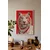 WallXpert uramljena slika 115275, beli tigar na crvenoj pozadini, 50 x 70 cm, beli ram