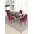 Hanah Home trpezarijski set Eva, sto na razvlačenje i 4 stolice, ploča u dekoru drveta Baroque, bordo tkanina Babyface