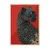 WallXpert uramljena slika 115272, crni leopard na crvenoj pozadini, 50 x 70 cm, ram u boji prirodnog drveta