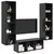 Set TV komoda Zidne 3 pcs Crni hrast Konstruirano drvo