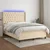Vidaxl Box spring postelja z vzmetnico LED krem 140x200 cm blago