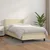 Vidaxl Box spring postelja z vzmetnico krem 100x200 cm umetno usnje