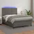Vidaxl Box spring postelja z vzmetnico LED siva 140x200cm umetno usnje