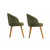 HANAH HOME Set 2 stolice Bentley Green Dark Oak
