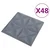 Zidne panele 48 pcs Origami siva 50 x 50 cm XPS pjena