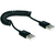 Spiralni USB-kabel, vtič USB 2.0-A na vtič USB 2.0-A, 20-60cm, črne barve