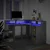 Radni stol s LED svjetlima sivi 130x130x91 cm konstruirano drvo