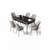 HANAH HOME Rasklopivi trpezarijski sto i stolice (7 delova) Nira Black Marble Chrome Grey