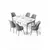 HANAH HOME Rasklopivi trpezarijski sto i stolice (7 delova) Nira White Chrome Grey