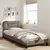 shumee vidaXL LED posteljni okvir brez vzmetnice taupe 90x200 cm blago