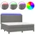 Vidaxl Box spring postelja z vzmetnico LED temno siva 200x200 cm blago