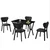 HANAH HOME Set Trpezarijski sto i 4 stolice Elma Anthracite Black