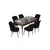 Hanah Home Set Trpezarijski sto i 6 stolica Nef, Crno-braon