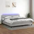 Vidaxl Box spring postelja z vzmetnico LED sv. siva 200x200 cm blago