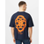 Trendyol Navy Blue Oversize/Wide Cut Geometric Printed 100% Cotton T-Shirt