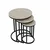 Hanah Home set od 3 pomoćna stola Milas 3, crni / travertin