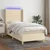 Greatstore Box spring postelja z vzmetnico LED krem 90x200 cm blago