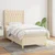 Vidaxl Box spring postelja z vzmetnico krem 90x200 cm blago