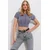 Trend Alacati Stili Ženska bluza kratkih rukaa Alc-X11782, Okrugli izrez, Siva