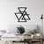 WallXpert metalni zidni ukras 5188, geometrijski preklopljeni trouglovi, simboli četiri elementa, 75 x 70 cm, crni