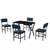 HANAH HOME Set Trpezarijski sto i 4 stolice Dubai Navy Blue Black