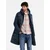 Ombre Mens quilted long jacket with large pockets - navy blue