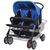 VIDAXL jekleni otroški voziček za dvojčke, moder-črn
