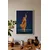 WallXpert uramljena slika 115229, žena u narandžastoj haljini pruža ruku ka mesecu, 50 x 70 cm, beli ram