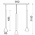 Luster na sajli MAZZO 3xGU10/8W/230V crne boje