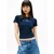 Tommy Jeans Majica temno modra/bela
