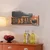 WallXpert zidni ukras od drveta i metala Reserva, natpis „Dad’s Bar“ sa bocom i čašom, 56 x 23,5 cm, crveno drvo / crni