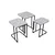Hanah Home Set klub stolova, 3 komada Ce Metal Zigon Belo-Crni
